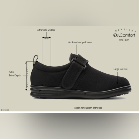 Dr. Comfort Carter Diabetic Therapeutic Washable Casual Slip-on Shoe Black - Picture 2 of 10